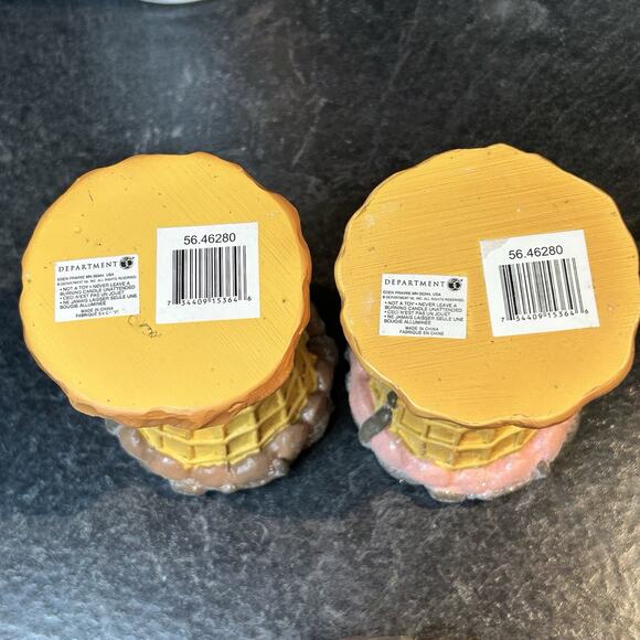 2- Dept 56 Ice Cream Decorative Glass Jar Candles And Waffle Cone Holders - Picture 9 of 11